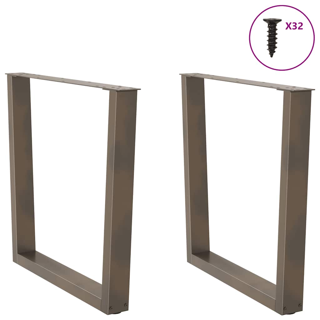 Pés para mesa de jantar em formato de v, 2 peças, aço natural, 90x(72-73,3) cm, aço