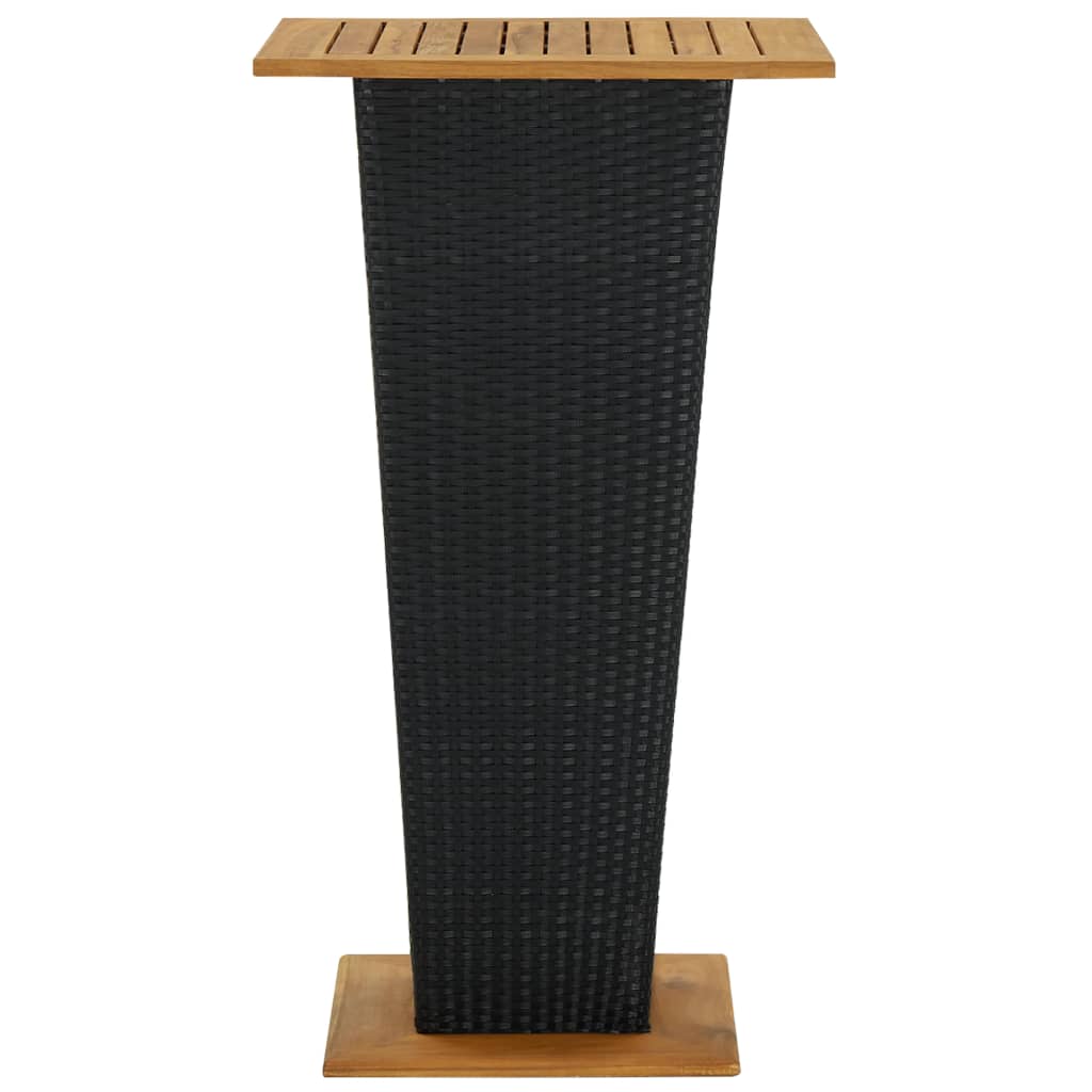 Mesa de bar 60x60x110 cm vime PE e acácia maciça preto
