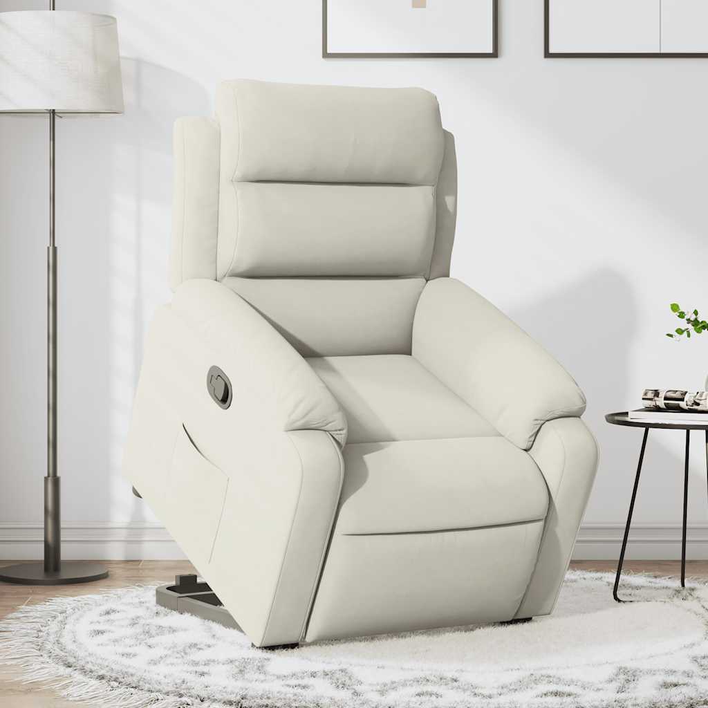 Poltrona reclinável elevatória veludo cor creme