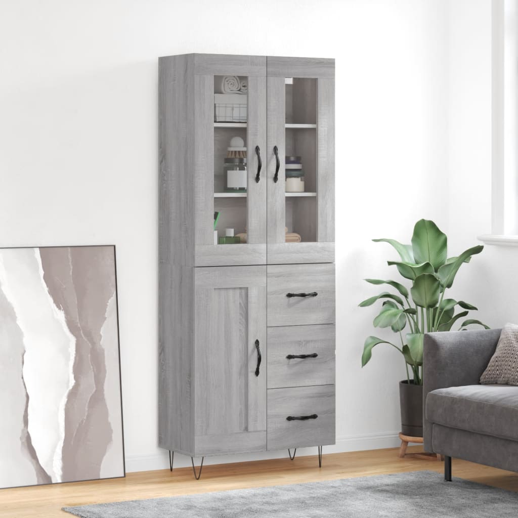 Armário alto 69,5x34x180 cm derivados de madeira sonoma cinza