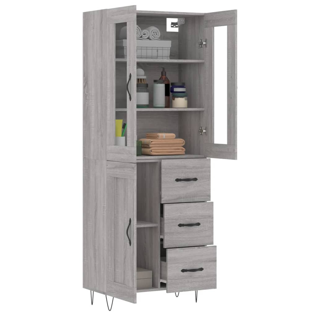 Armário alto 69,5x34x180 cm derivados de madeira sonoma cinza