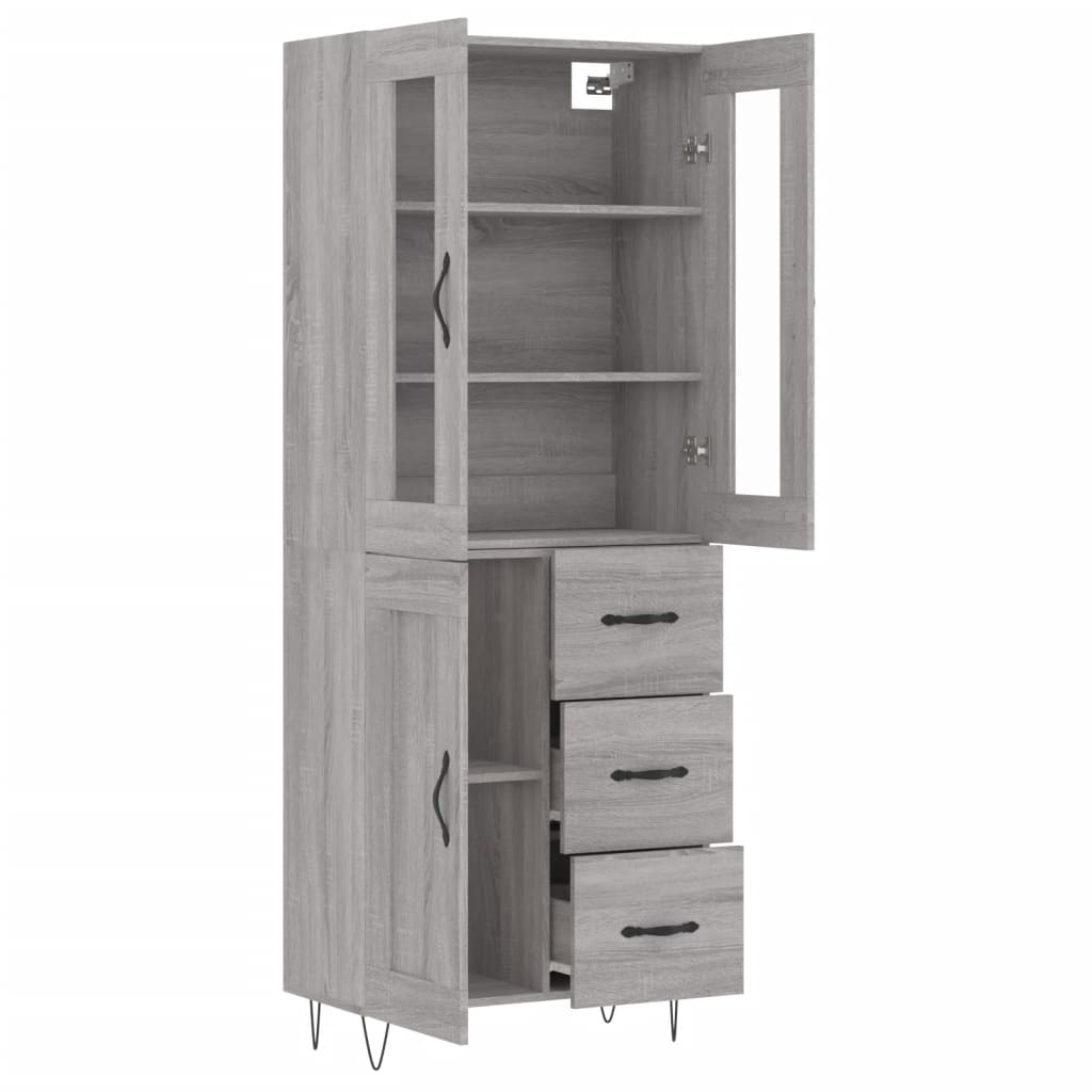 Armário alto 69,5x34x180 cm derivados de madeira sonoma cinza