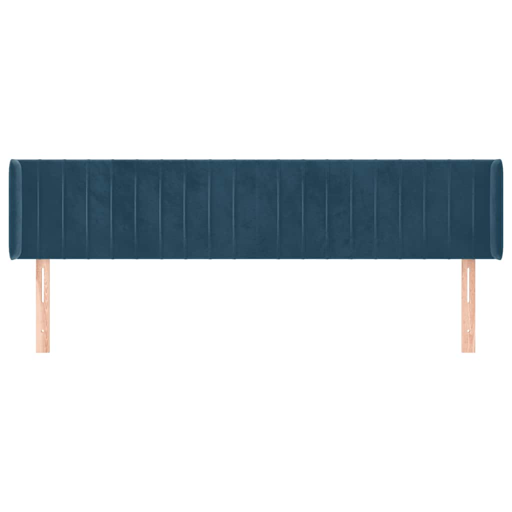 Cabeceira de cama c/ abas tecido 183x16x78/88cm azul-escuro