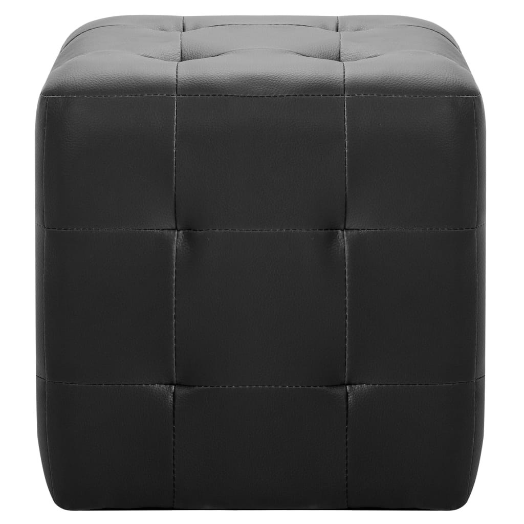 Pufe 2 pcs 30x30x30 cm couro artificial preto