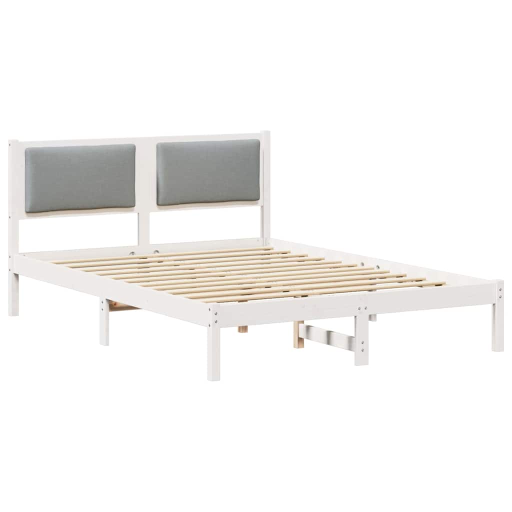 Estrutura da cama com cabeceira cinzento-claro 135 x 190 cm