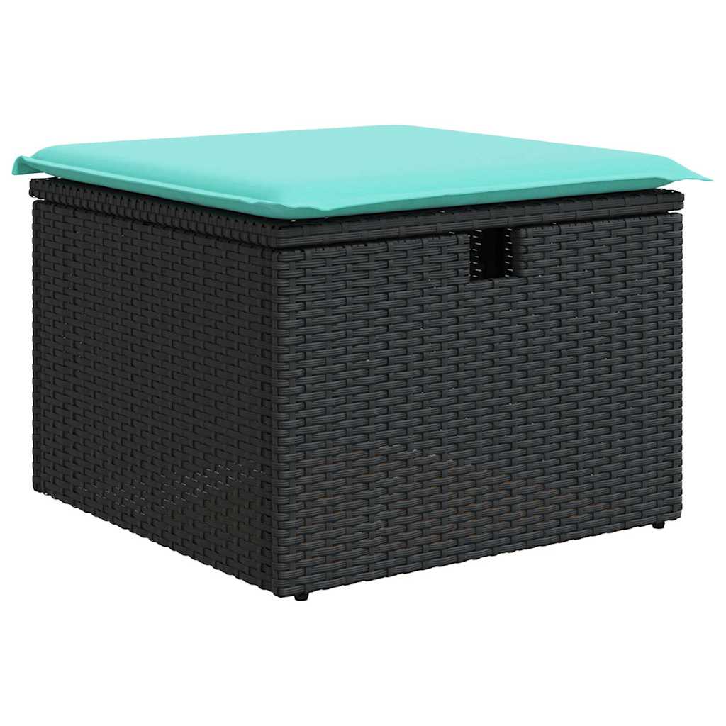6 Pcs conjunto sofás de jardim c/ almofadões vime PE preto