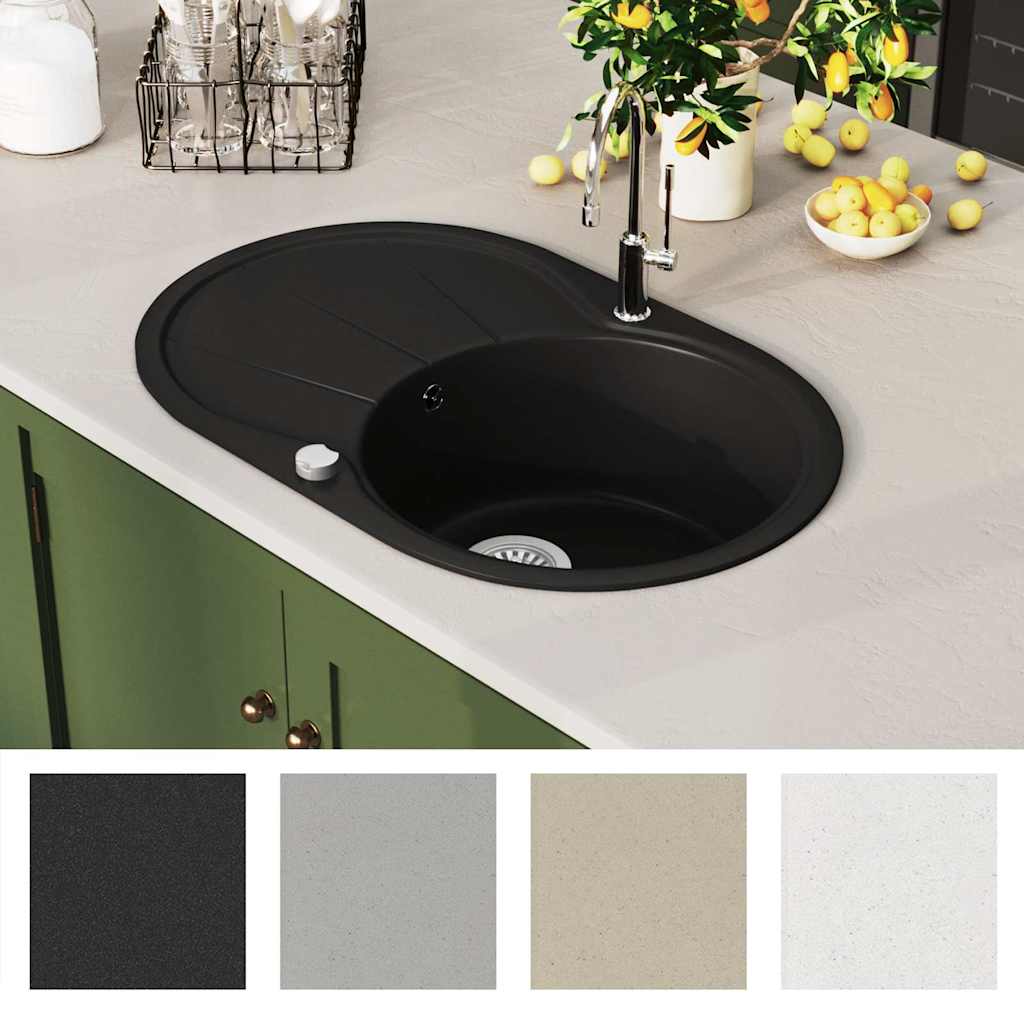 Lava-louça com 1 cuba oval preto