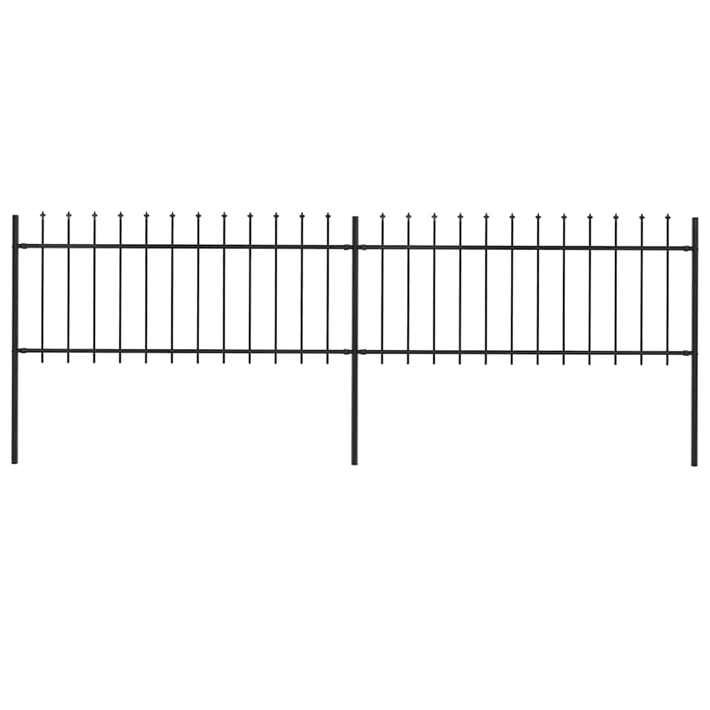 Cerca de jardim com topo em forma de lança em aço 337x80 cm, preta
