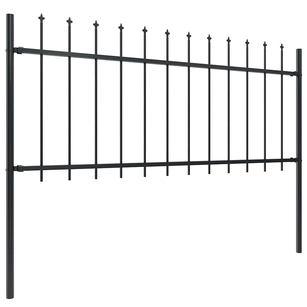Cerca de jardim com topo em forma de lança em aço 337x80 cm, preta