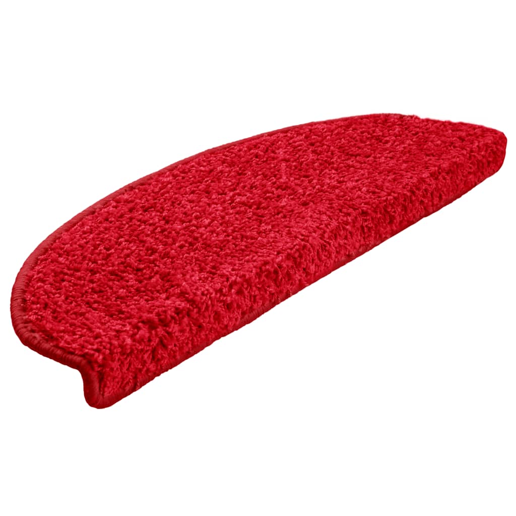 Tapetes de escada 10 peças 65x21x4 cm vermelho semicircular grande