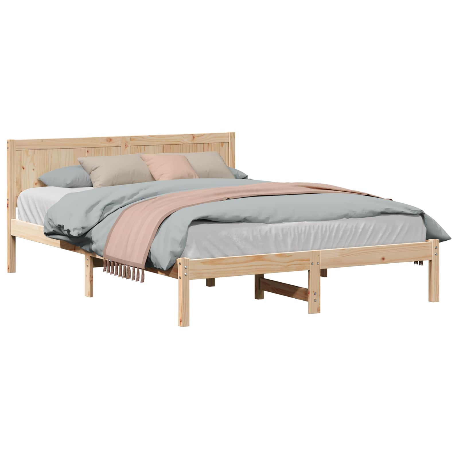 Estrutura da cama castanho 150 x 200 cm madeira de pinho maciça