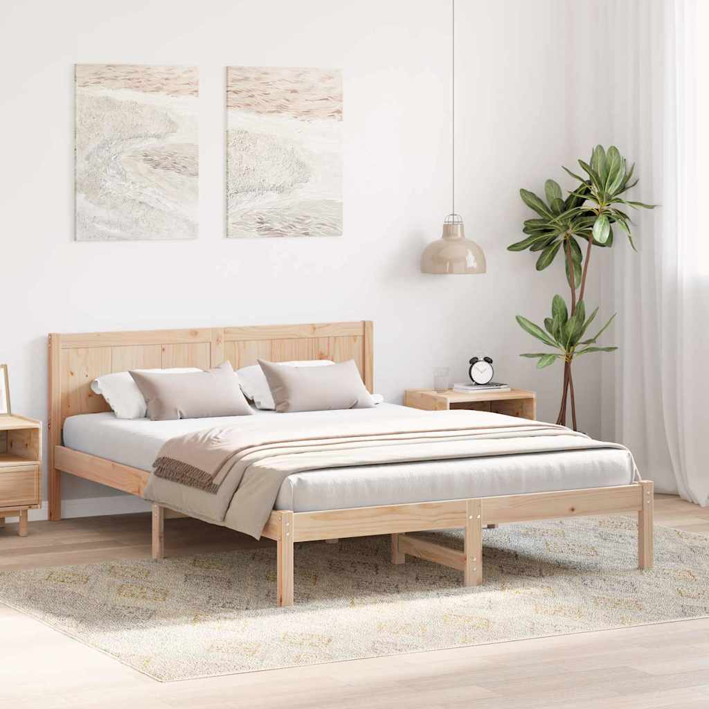 Estrutura da cama castanho 150 x 200 cm madeira de pinho maciça