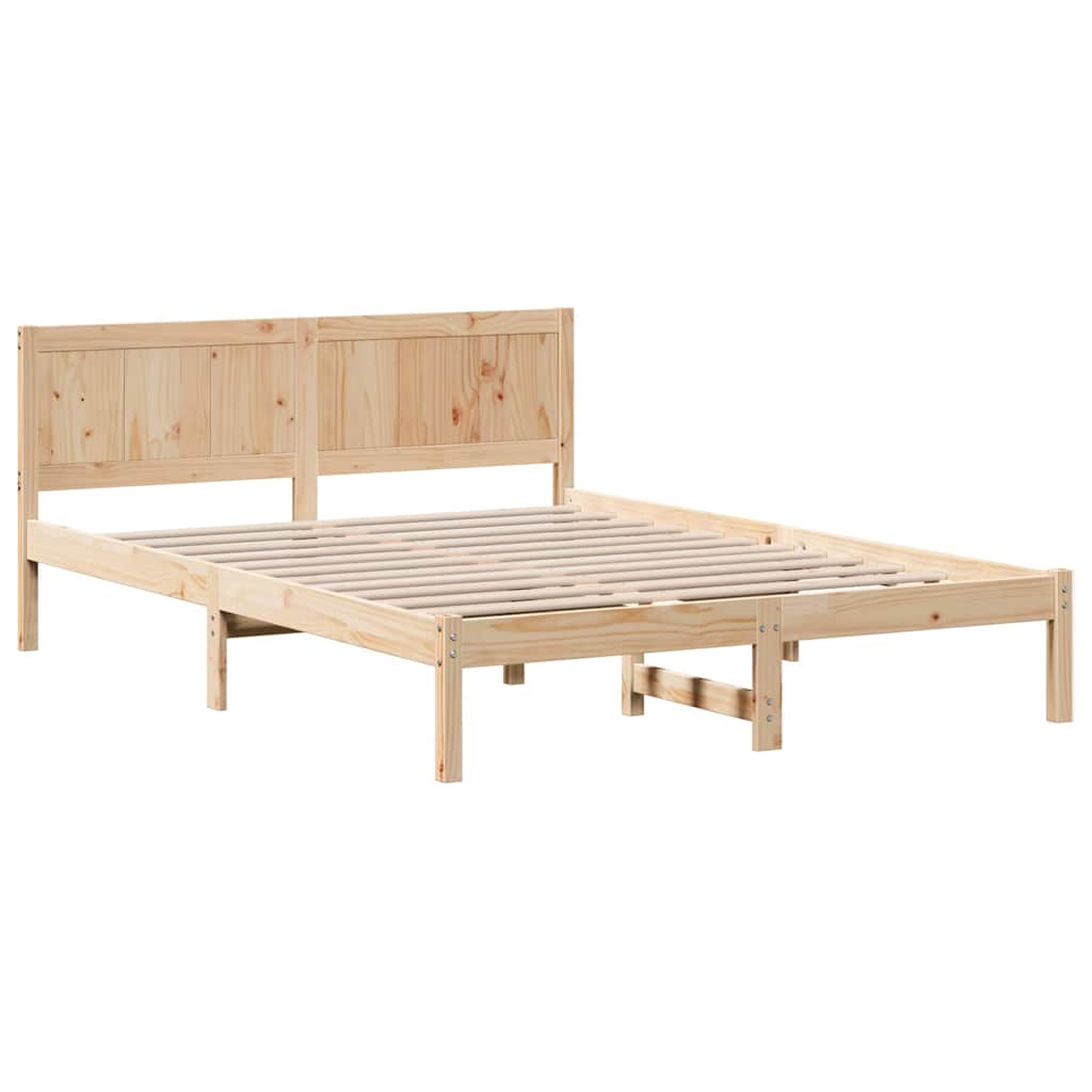Estrutura da cama castanho 150 x 200 cm madeira de pinho maciça
