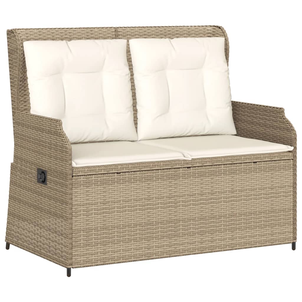 3 Pcs conjunto lounge de jardim com almofadões vime PE bege