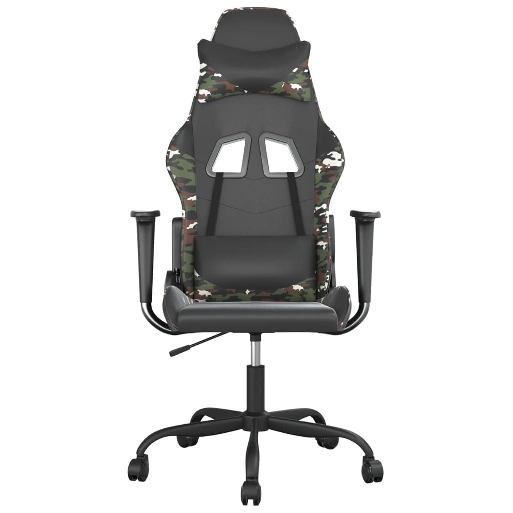 Cadeira gaming couro artificial preto e camuflado