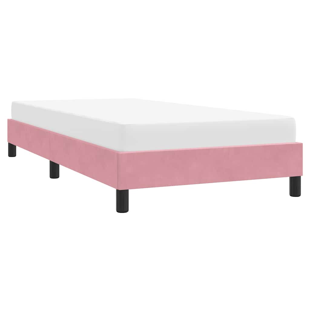 Estrutura de cama sem colchão 90x210 cm veludo rosa