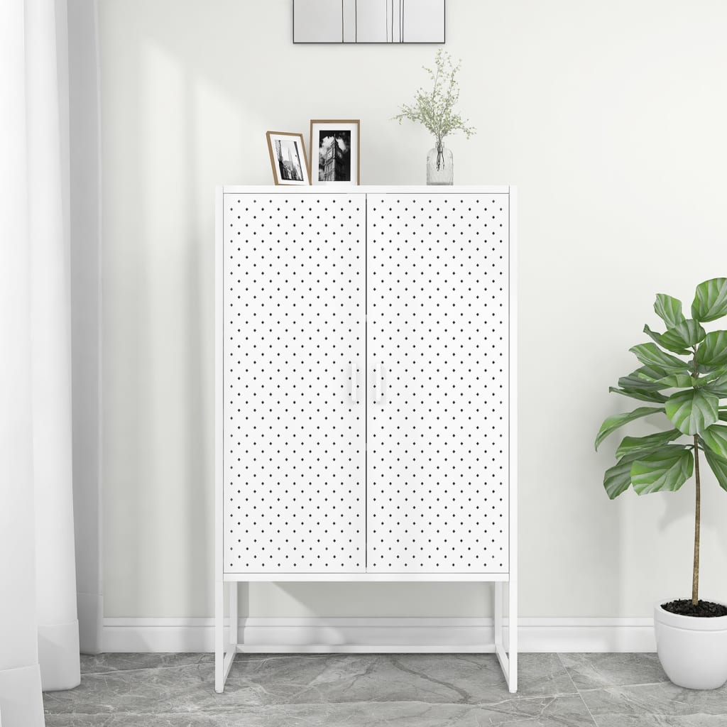 Aparador alto 80x35x135 cm aço branco