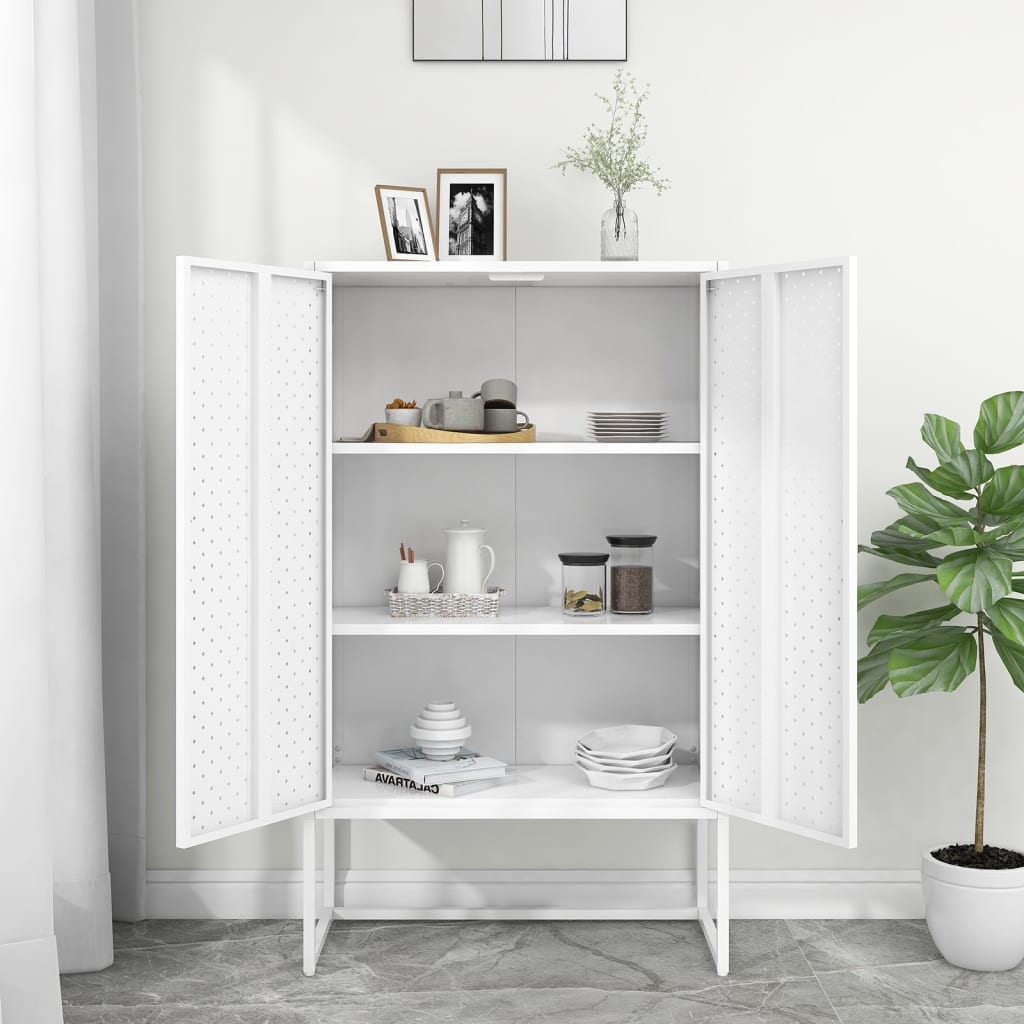 Aparador alto 80x35x135 cm aço branco