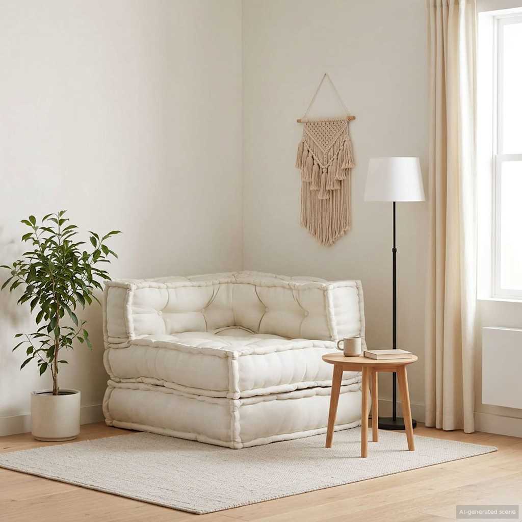 Unidade de sofá modular 70x70x54 cm tecido creme
