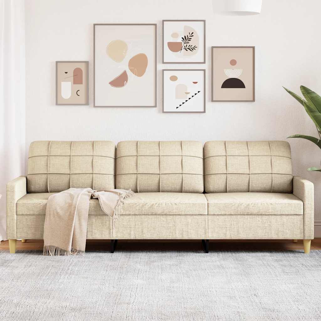 Sofá de 3 lugares tecido 210 cm cor creme
