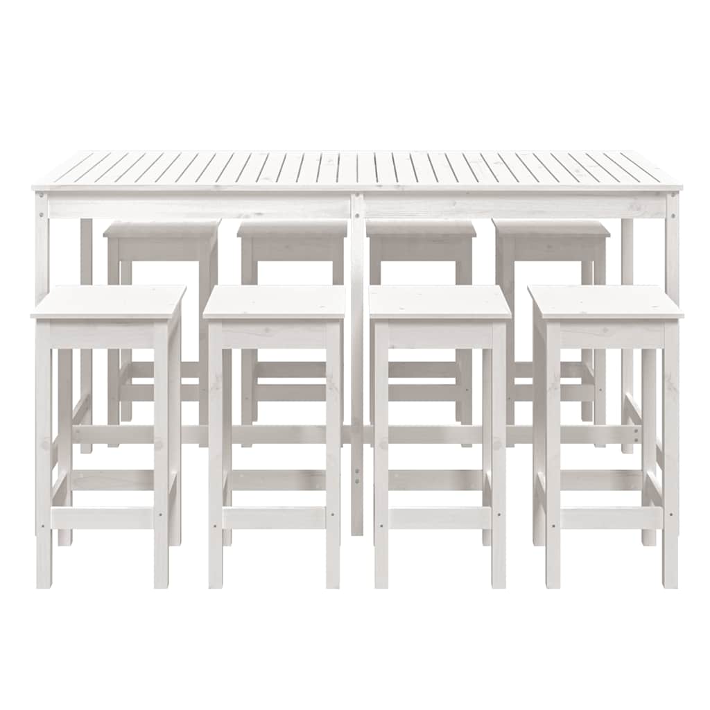 9 Pcs conjunto de bar para jardim pinho maciço branco