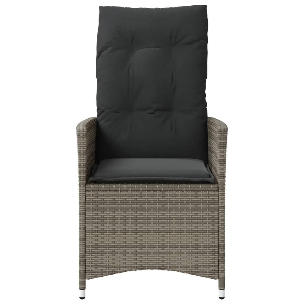 Cadeiras jardim reclináveis 2 pcs c/ almofadões vime PE cinza