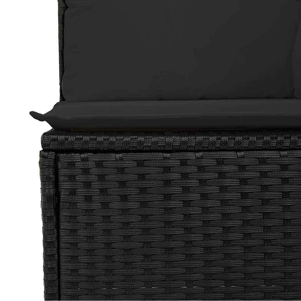 6 Pcs conjunto sofás de jardim c/ almofadões vime PE preto