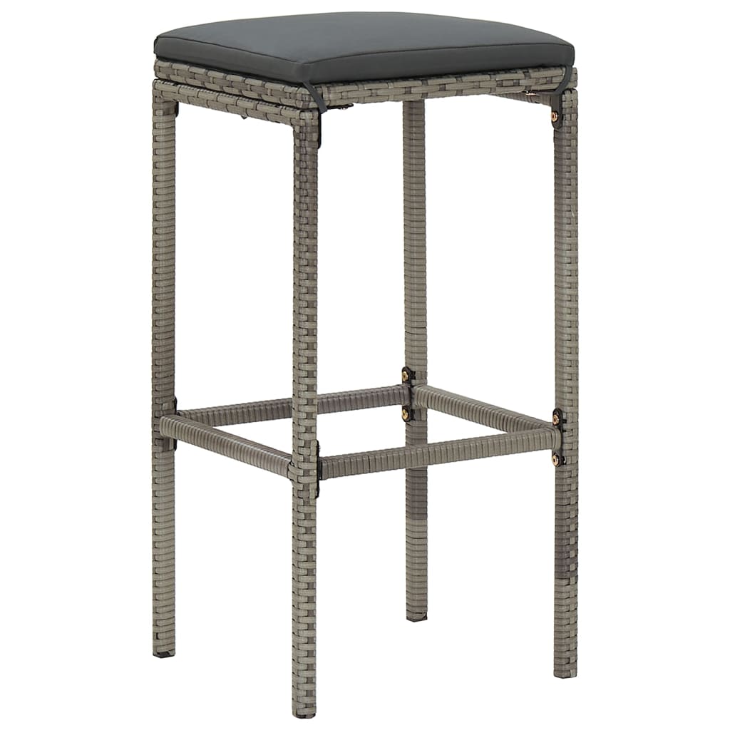 3 Pcs conjunto de bar p/ jardim acácia maciça/vime PE cinzento