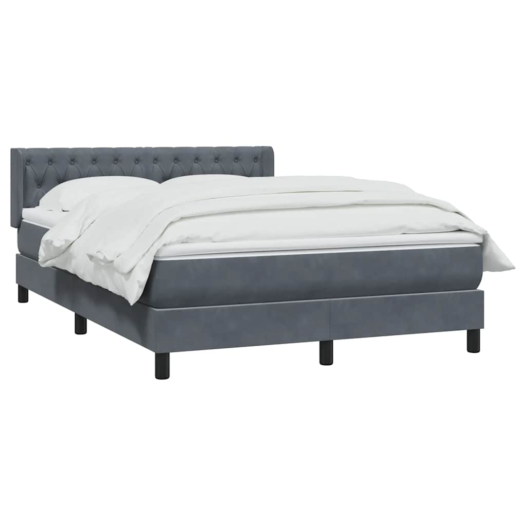 Cama com molas/colchão 160x210 cm veludo cinzento-escuro