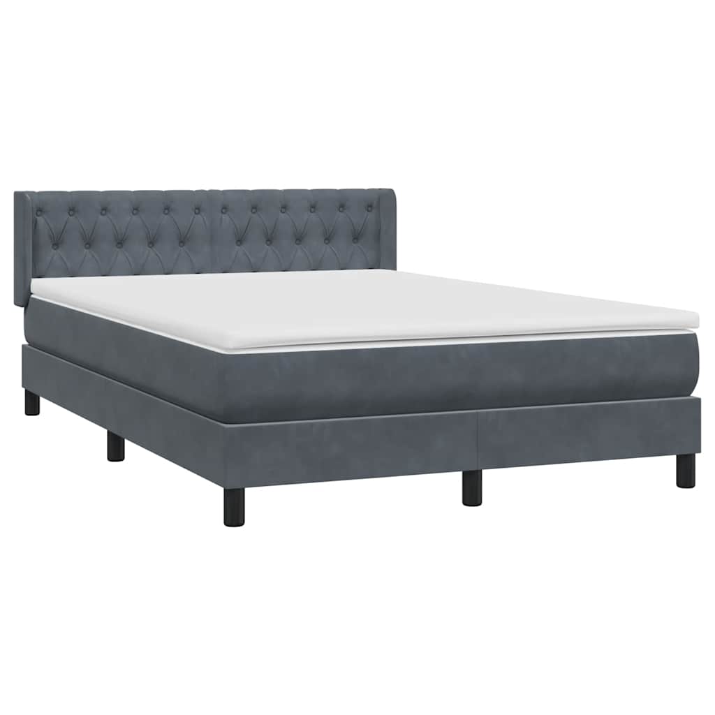 Cama com molas/colchão 160x210 cm veludo cinzento-escuro