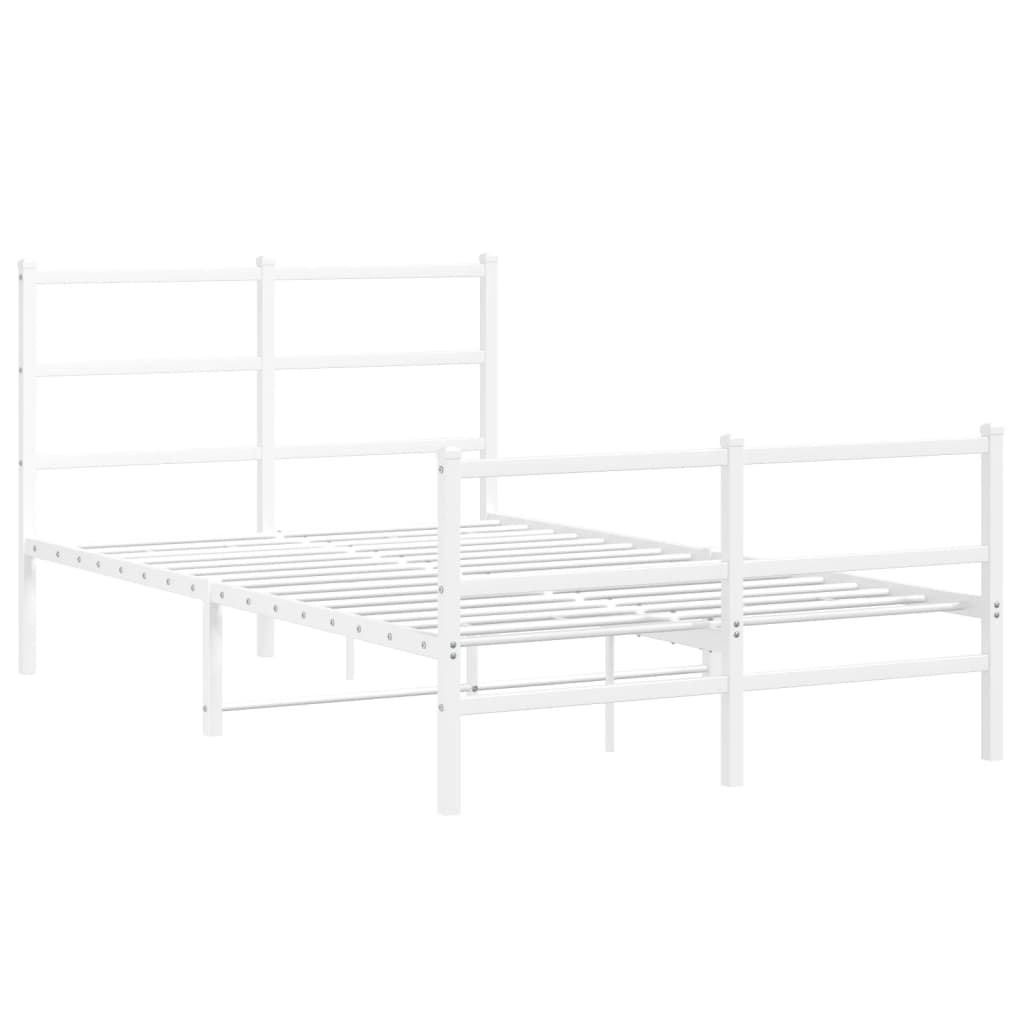 Estrutura de cama com cabeceira e pés 120x190 cm metal branco