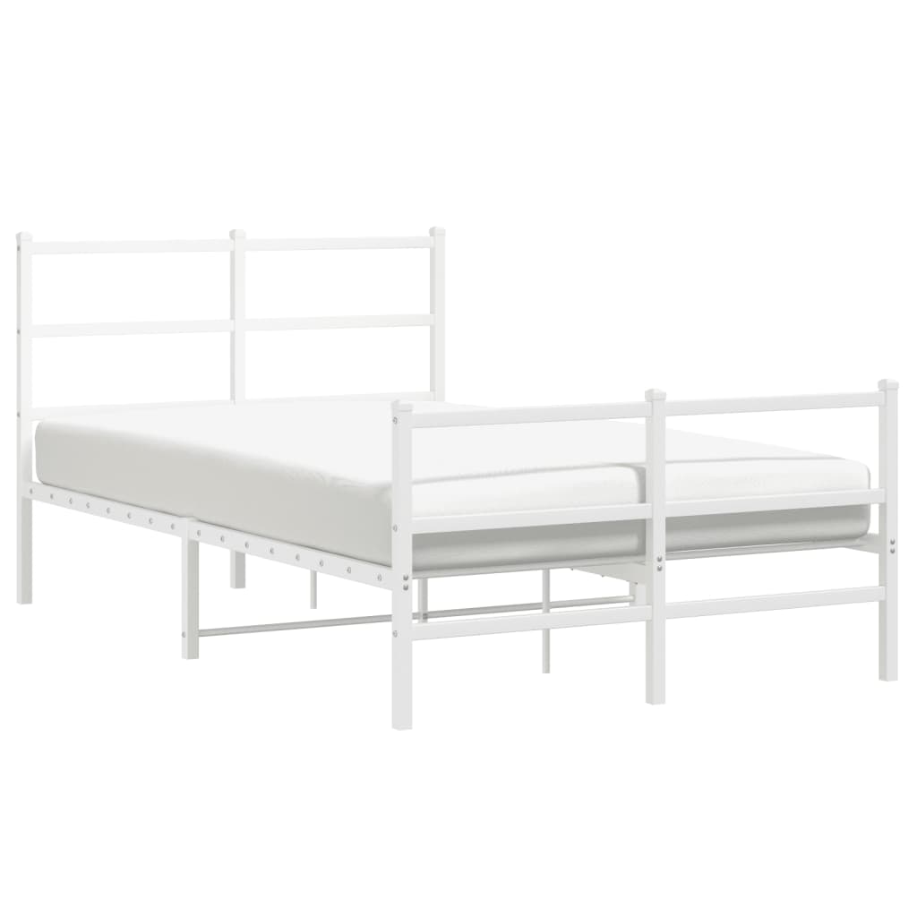 Estrutura de cama com cabeceira e pés 120x190 cm metal branco