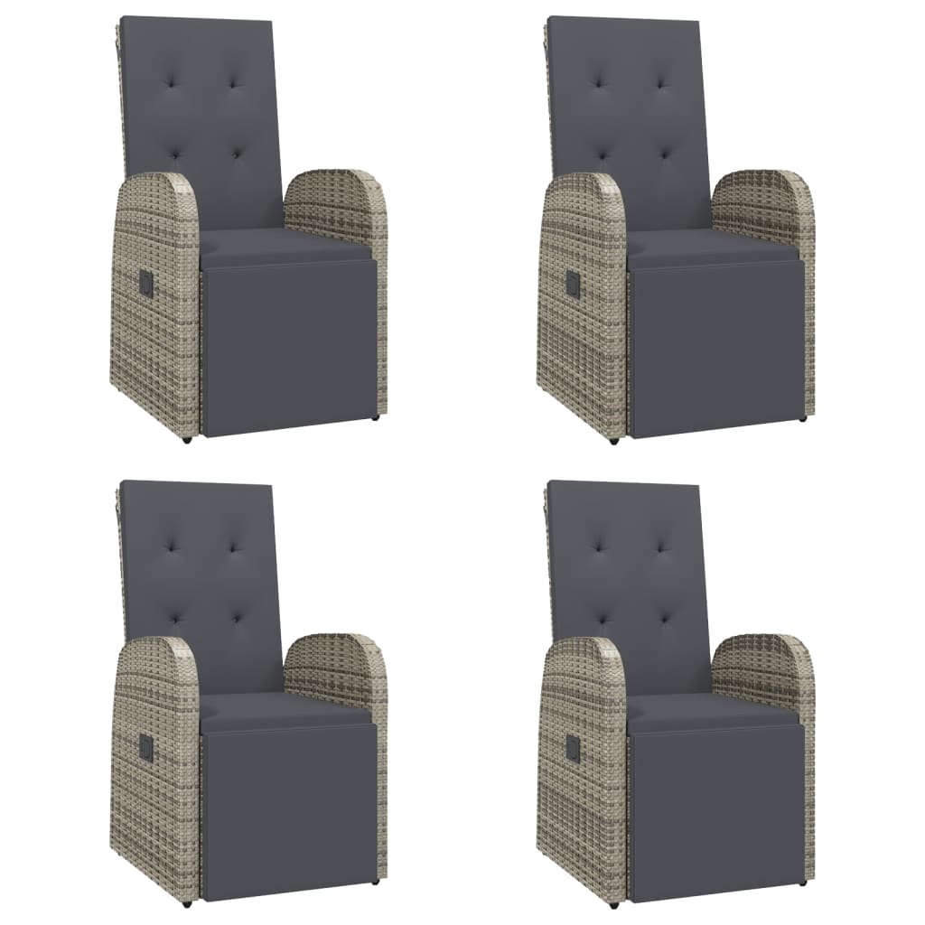 5 Pcs conjunto de jantar p/ jardim c/ almofadões vime PE cinza