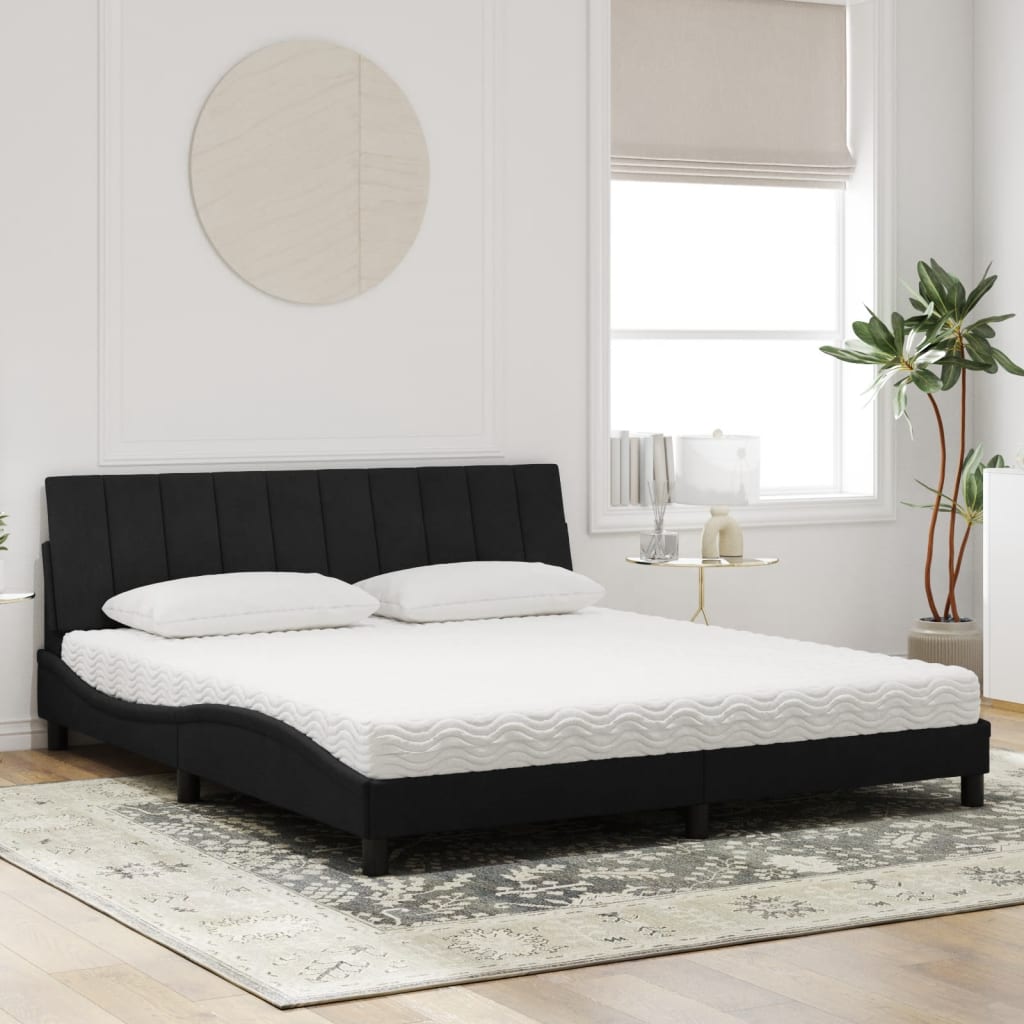 Cama com colchão hanko 180x200 cm veludo preto