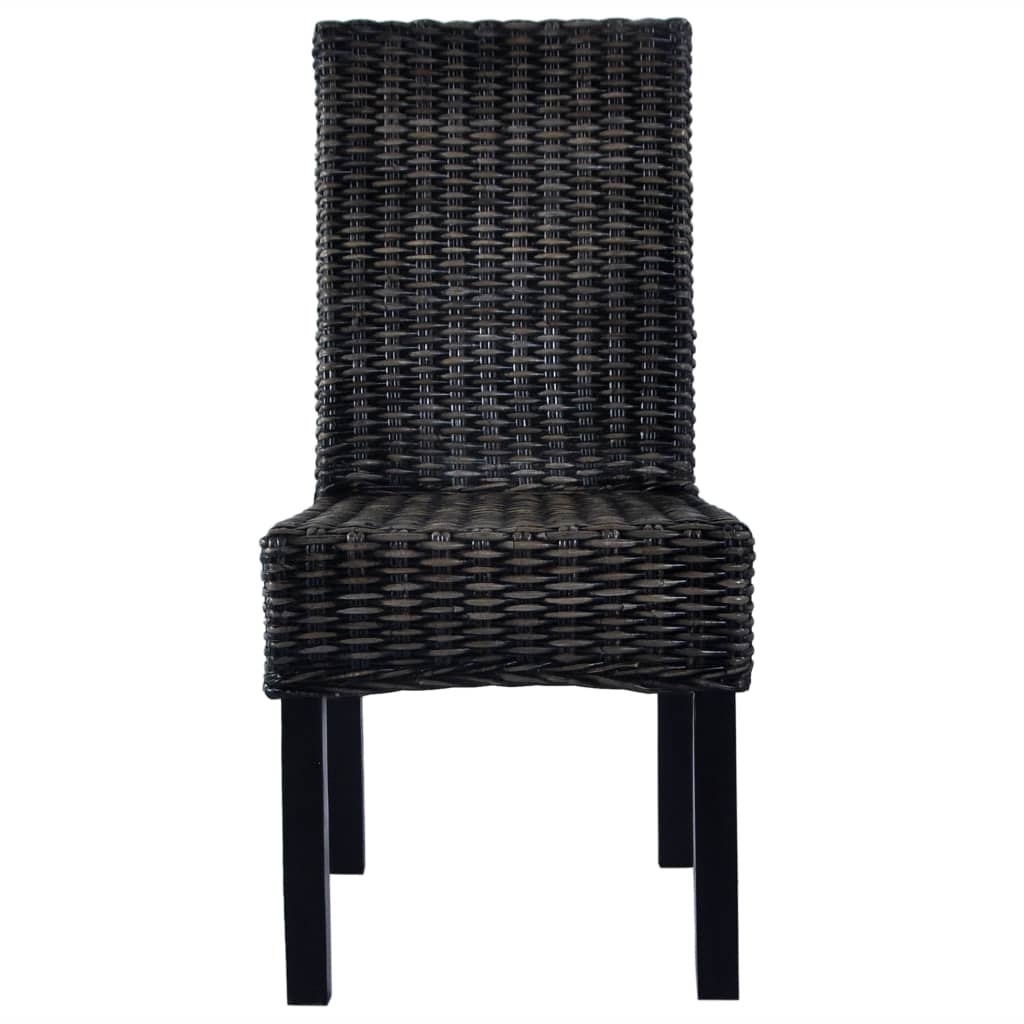 Cadeiras de jantar 6 pcs vime kubu e madeira mangueira preto