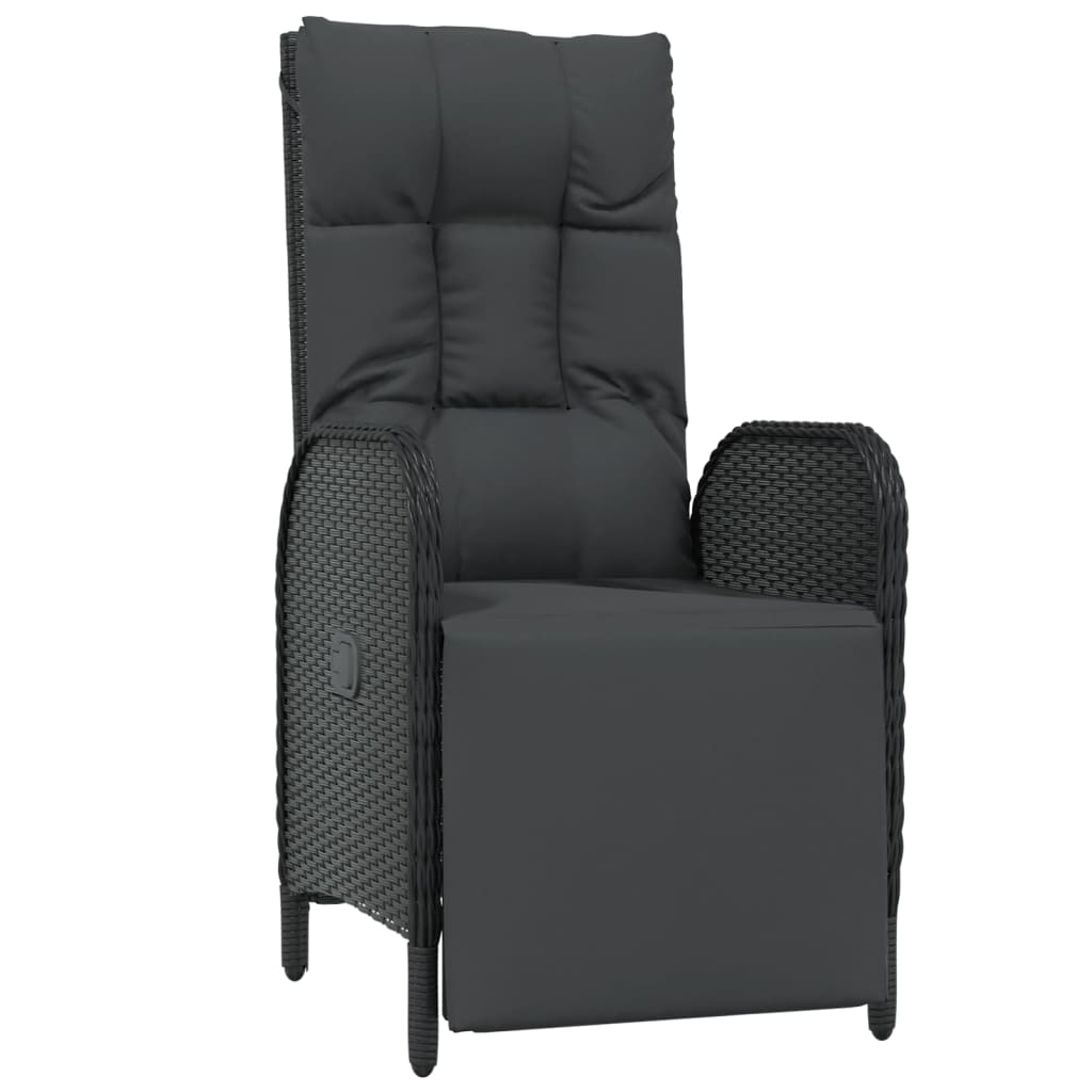 9 Pcs conjunto de jantar p/ jardim c/ almofadões vime PE preto