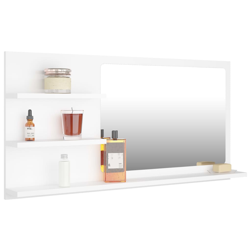 Espelho de casa de banho 90x10,5x45 cm contraplacado branco