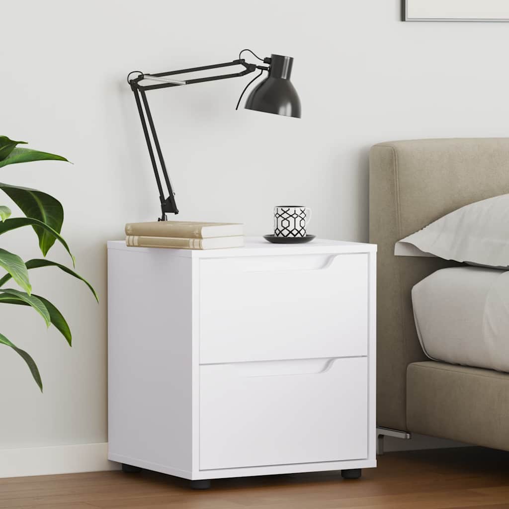 Mesa de cabeceira visnes derivados de madeira branco 45x40x50cm