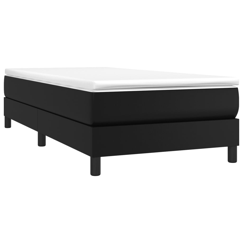 Cama com molas/colchão 90x200 cm couro artificial preto
