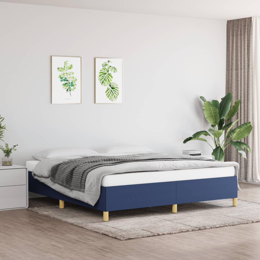 Estrutura de cama com molas 160x200 cm tecido azul