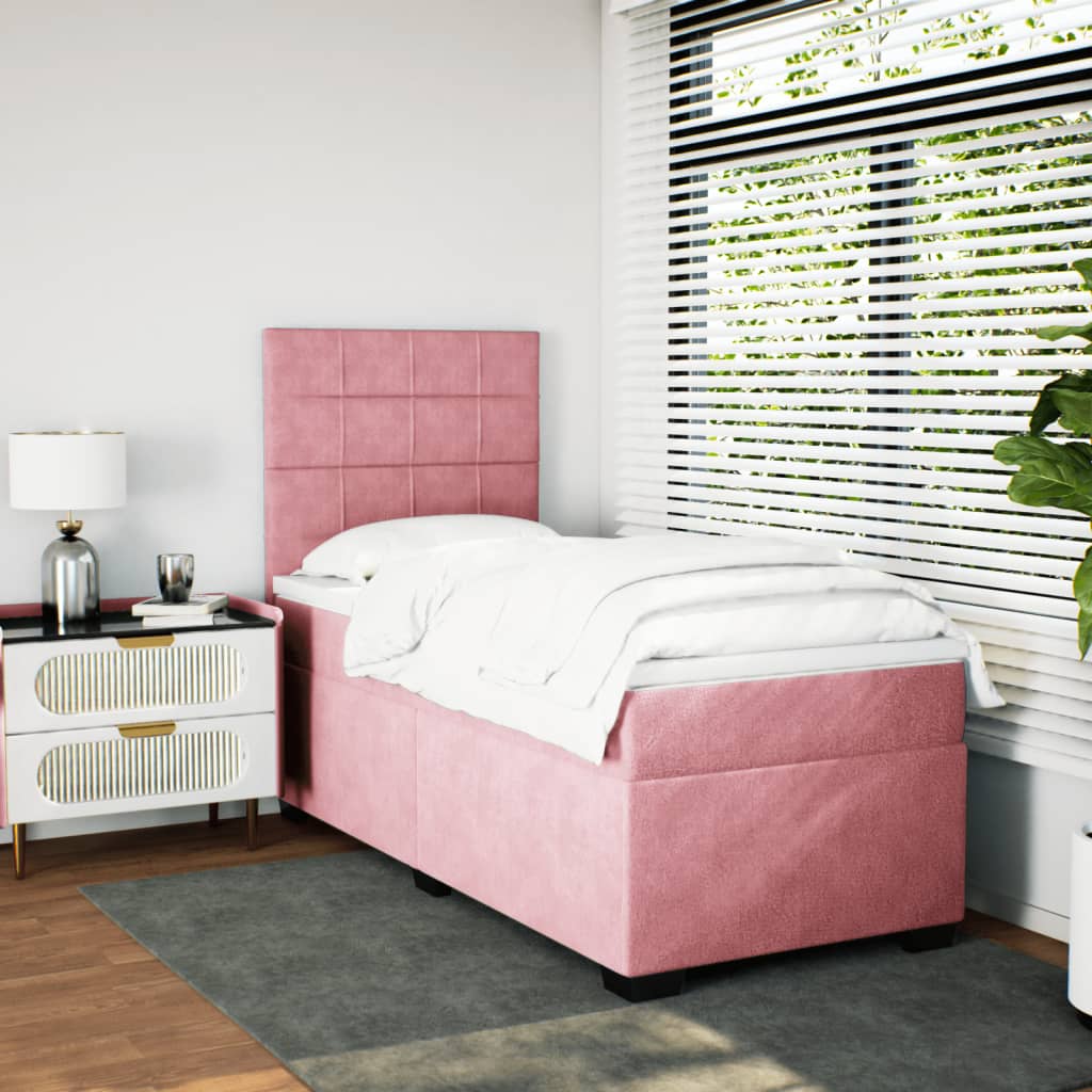 Cama com molas/colchão 90x200 cm veludo rosa