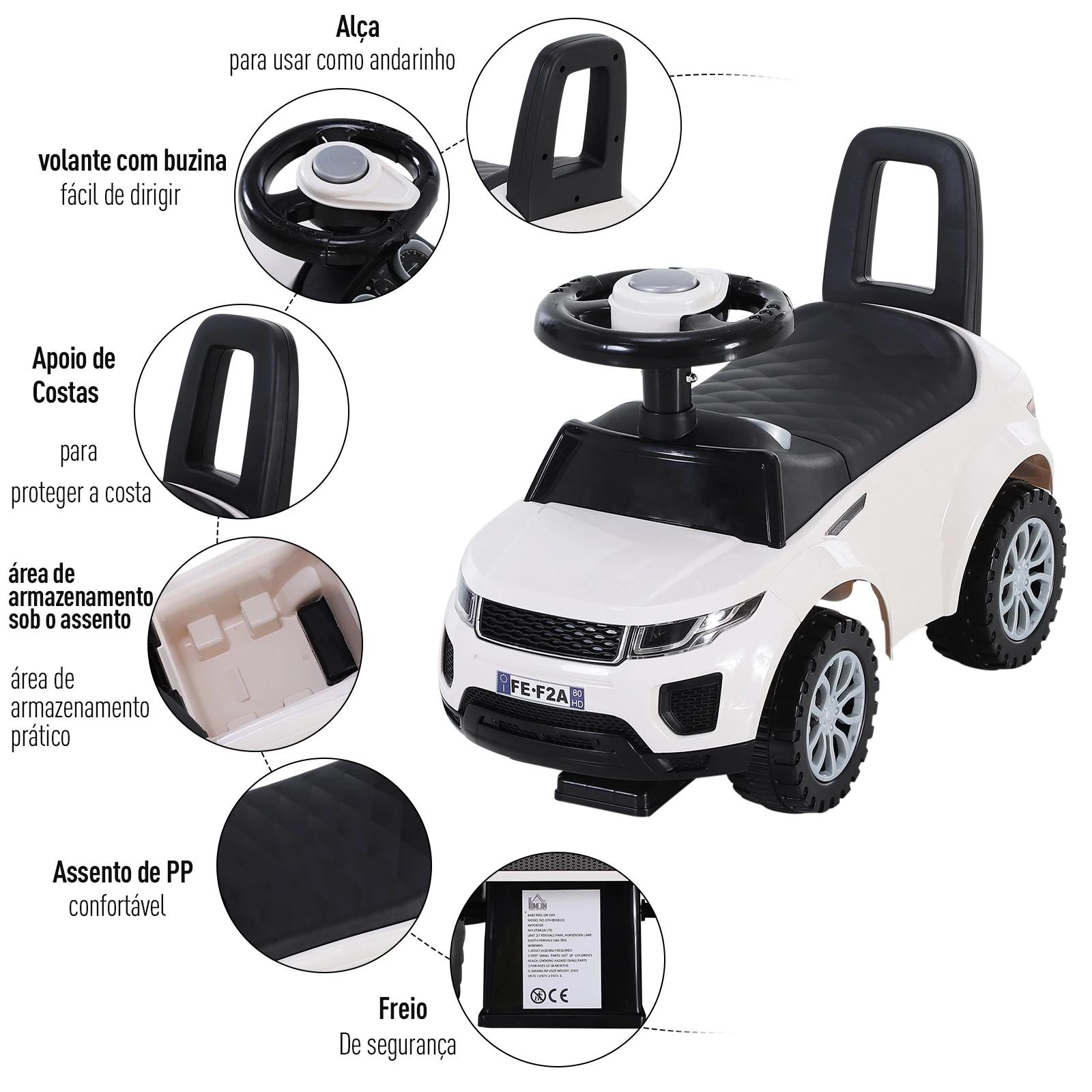 Carro andador para bebé sem Pedais com Alto-falante 60x38x42cm branco