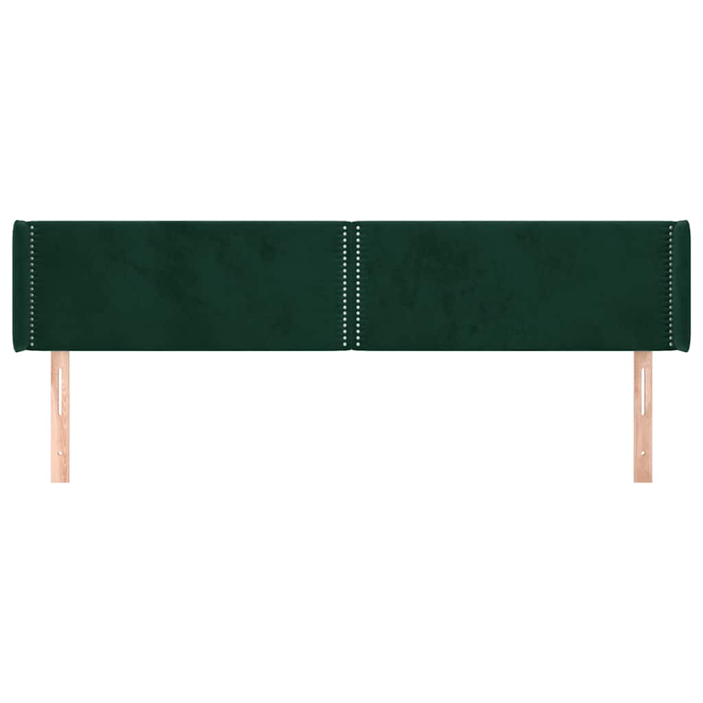 Cabeceira de cama c/ abas veludo 183x16x78/88cm verde-escuro