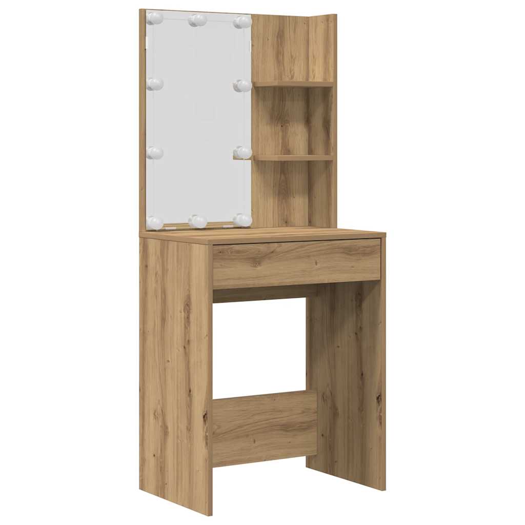 Conjunto penteadeiracom LED deriv. madeira carvalho artisiano