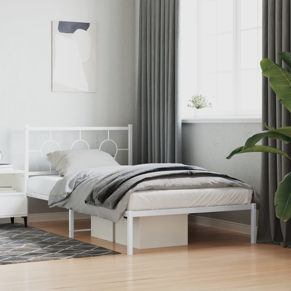Estrutura de cama em metal com cabeceira 107x203 cm branco