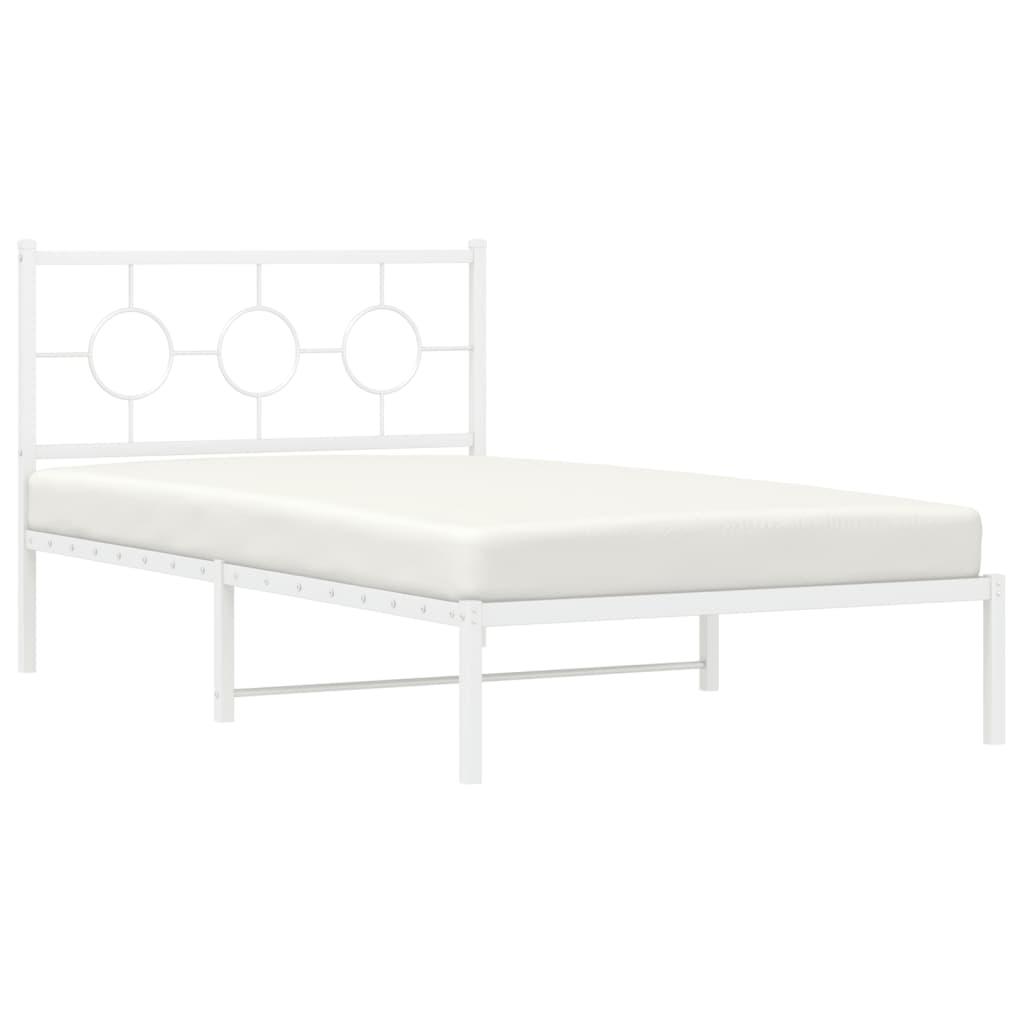 Estrutura de cama em metal com cabeceira 107x203 cm branco