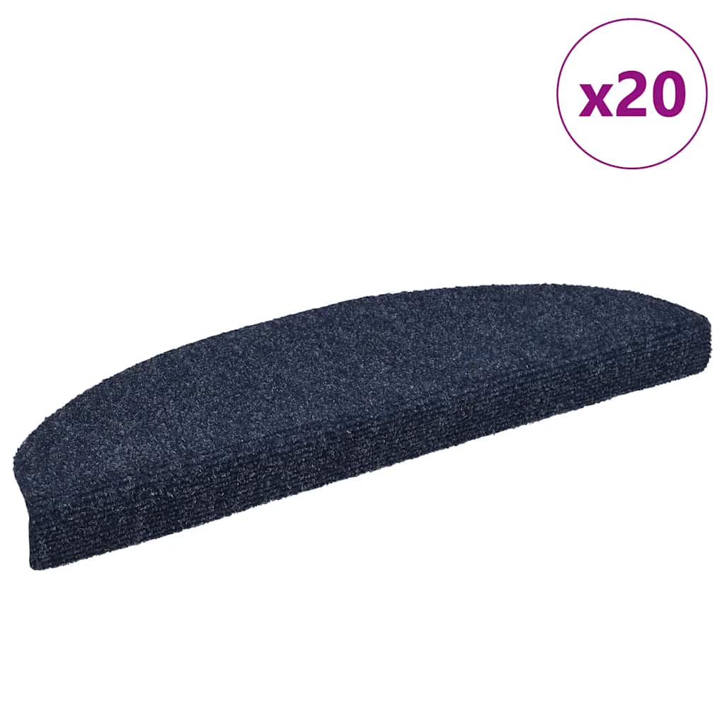 Tapetes de escada autoadesivos 20 peças 65x21x4 cm azul semicircular grande