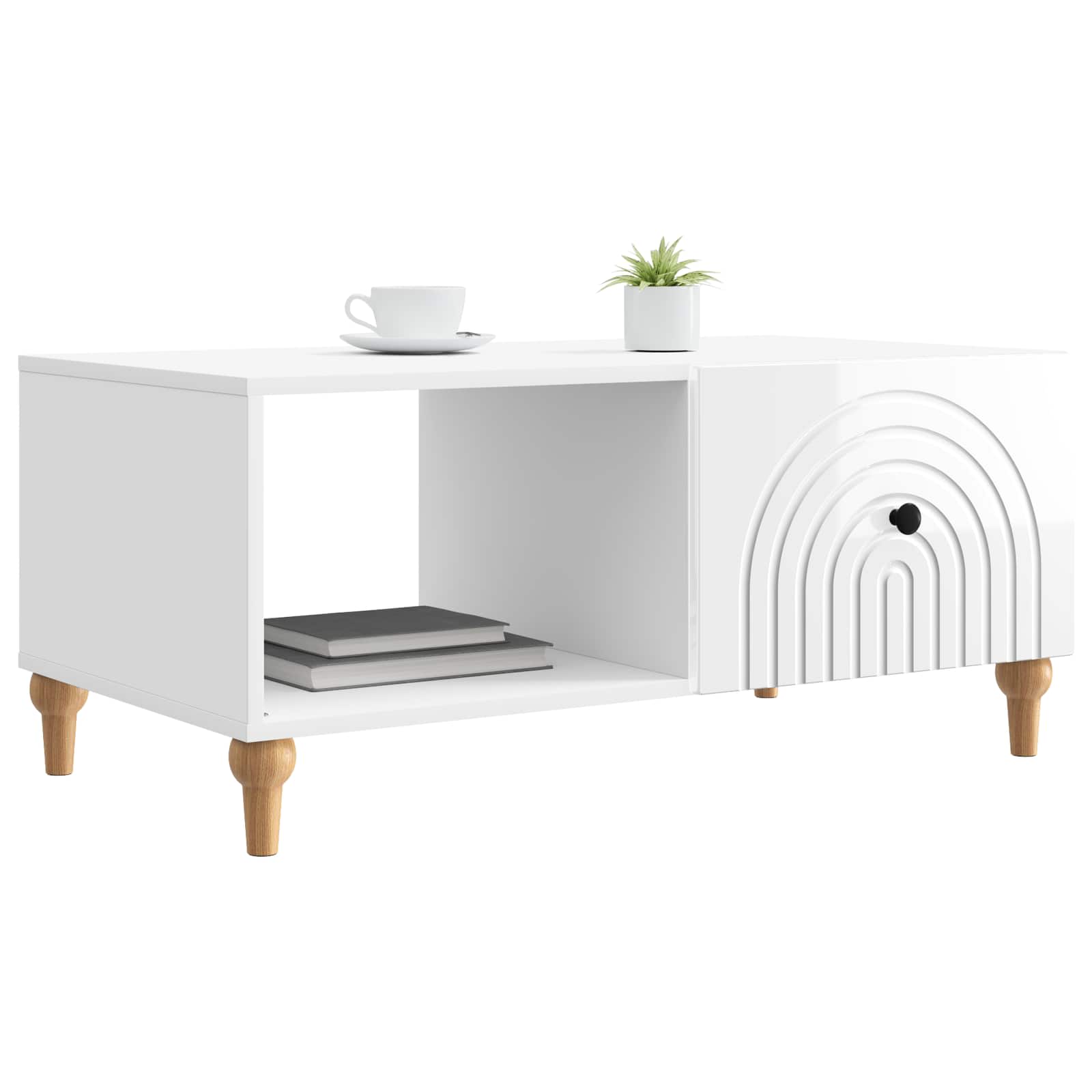 Mesa de centro branco brilhante 90 x 50 x 40 cm