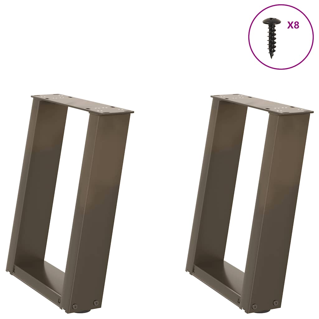 Pés para mesa de centro em formato de u, 2 peças, aço natural, 28 x (42-43) cm, aço