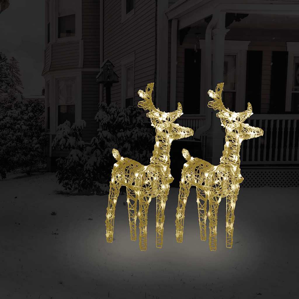 Renas de natal 2 pcs 80 luzes LED acrílico branco quente